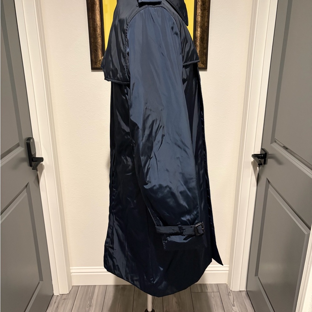 Burberry Men's Navy Blue Trench Coat Classic Luxury Raincoat Size 40 - Picture 2 of 10